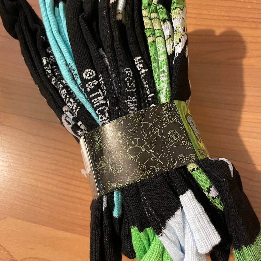 FIRM. Rick and Morty Adult Swim - 6 Pair CREW Socks by HYP. NWT Size 6-12 - Picture 4 of 9